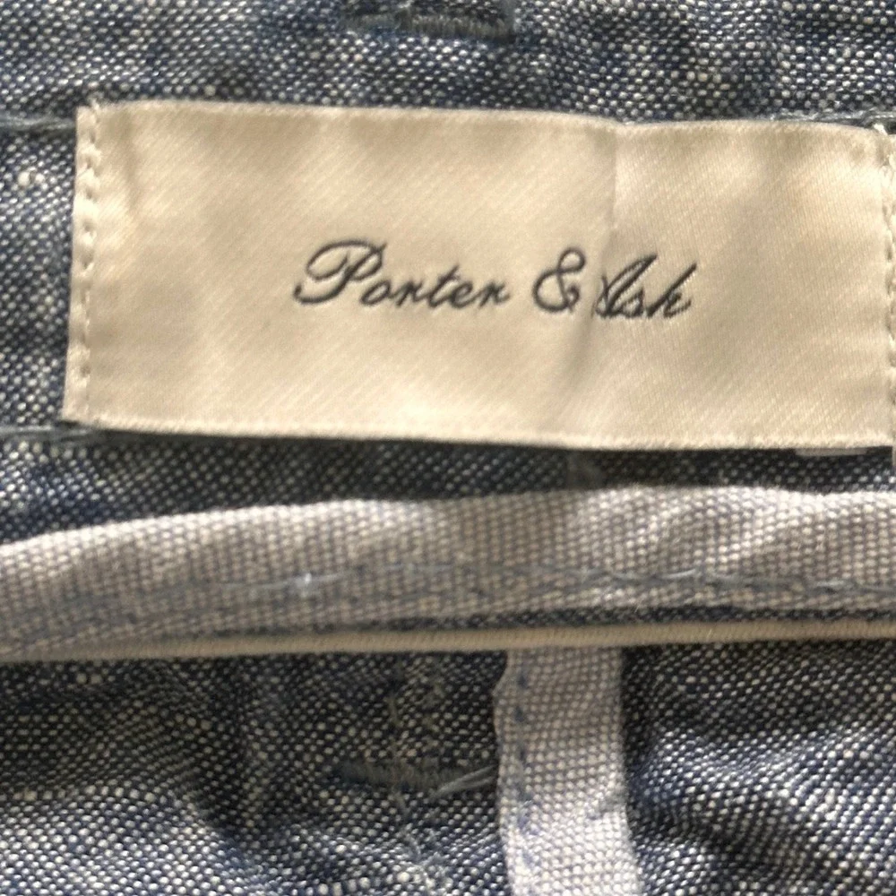 Men's Blue Linen-Blend Casual Trousers